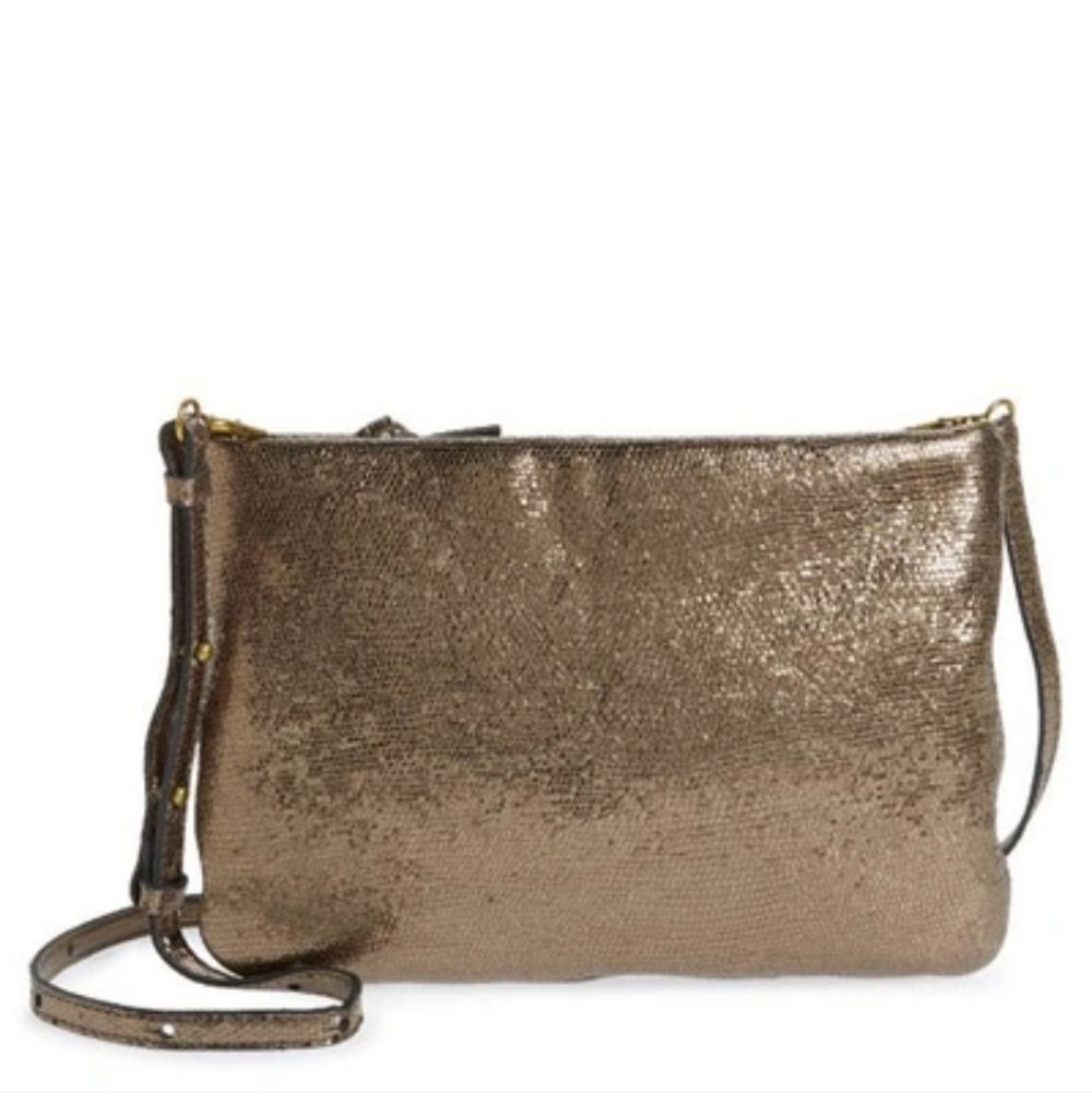 MADEWELLThe Puff Crossbody Clutch Bag In Pewter Multi Gold